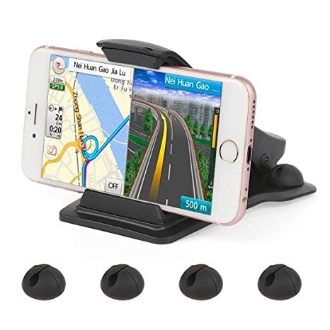 Phone Holder for Car, Leelbox Car Mobile Phone Mount, Car Dashboard Cell Phone Mount Holder Stand with 5 Cable Clips and Strong Sticky Pad Universal for 3-6.5 inch Smart Phones or GPS Devices