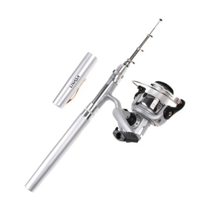 Lixada Aluminum Mini Retractable Pocket Pen Fishing Rod Pole with Fishing Reel&Fishing Line