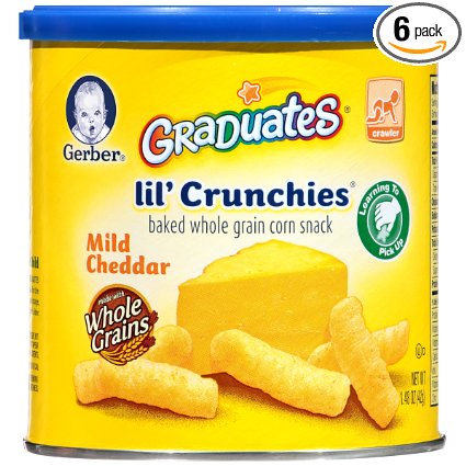 Gerber Graduates Lil' Crunchies, Mild Cheddar, 1.48-Ounce Canisters (Pack of 6)