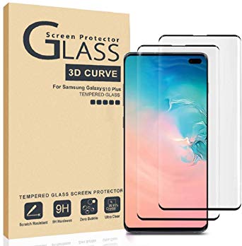 Tempered Glass Screen Protector for Samsung Galaxy S10 Plus,[2 Pack] Full Coverage 3D Curved Anti-Scratch Bubble-Free Tempered Glass S10  Screen protector