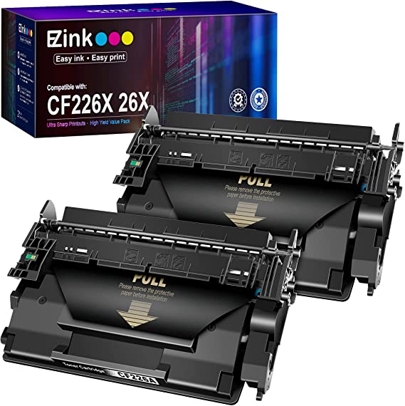 E-Z Ink (TM) Compatible Toner Cartridge Replacement for HP 26X CF226X 26A CF226A to use with M402d M402dn M402dw M426fdw M426fdn M426dw Printer Tray (Black, 2 Pack)