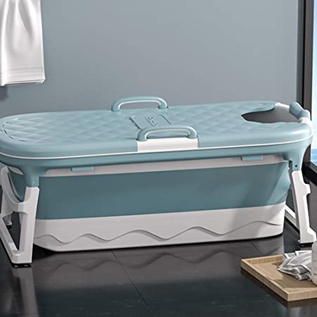 TTLIFE Portable Bathtub for Adults Bath Tub Folding Foldable Household Soaking Tub Massage Freestanding Bathtubs with Thermostatic Cover Suitable for People Under 130 Pound Ship from The U.S.