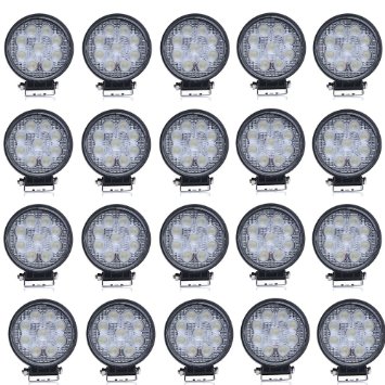 ANNT 5 Inch Round 27watt LED Work Lamp Light 2160 Lumen Off Road Atv Utv Polaris Ranger 20 Pack 27W Round Flood Light