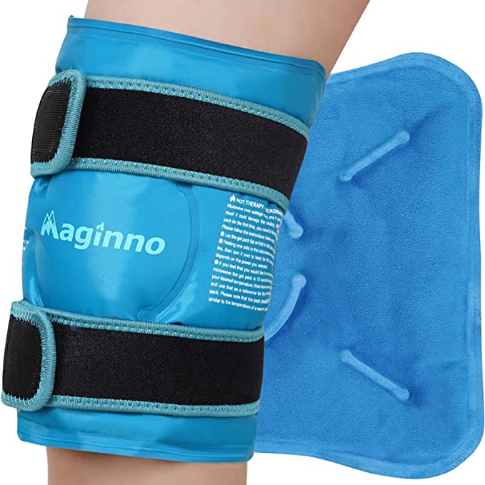 Maginno Knee Ice Packs Wrap for Knee Injuries Resuable - Cold / Heat Knee Gel Pack for Pain Relief, Athletic Injury, Running, Injury Recovery, Sprains, Swelling, Knee, Arm, Leg, Elbow (Harbor Blue)