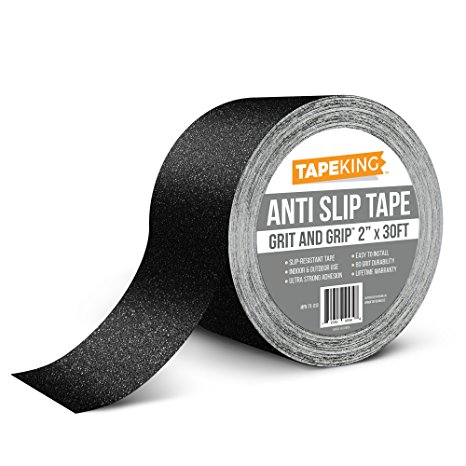 Tape King Anti Slip Traction Tape - 2 Inch x 30 Foot - Best Grip, Friction, Abrasive Adhesive for Stairs, Safety, Tread Step, Indoor, Outdoor - Black