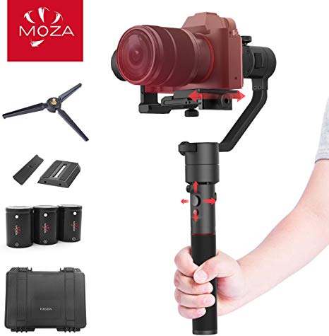 MOZA AirCross 3-Axis Gimbal Stabilizer for Mirrorless Camera up to 3.9 Lb, 12Hrs Run-time, Time-Lapse Shooting, Auto-Tuning, i.e. Sony A7SII, Pana GH3/4/5