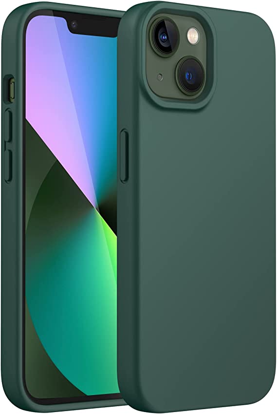 JETech Silicone Case for iPhone 13 6.1-Inch, Silky-Soft Touch Full-Body Protective Case, Shockproof Cover with Microfiber Lining (Midnight Green)