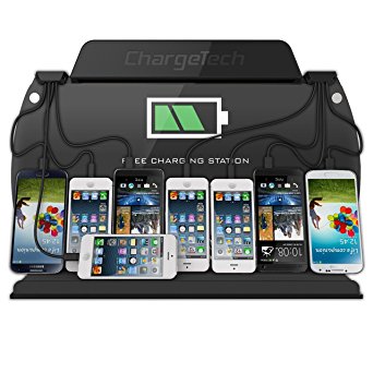 ChargeTech - WM9 Wall Mounted Cell Phone Dock Charging Station w/ 8 Universal Charging Tips Included for All Devices: iPhone, iPad, Samsung Galaxy, Note Tab, Nexus, HTC, Motorola, Nokia, GoPro