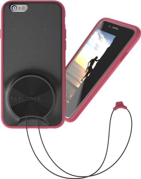 ReelCase - iphone6 case with lanyard pink - retractable neck strap integrated into protective case