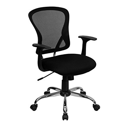 Mid Back Black Mesh Swivel Task Chair with Chrome Base