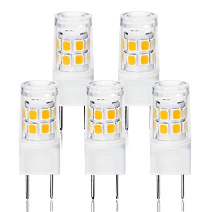 LED G8 Light Bulb, G8 GY8.6 Bi-pin Base LED, Not Dimmable T4 G8 Base Bi-pin Xenon JCD Type LED 120V 50W Halogen Replacement Bulb for Under Counter Kitchen Lighting (5-Pack) (G8 3W Warm White)
