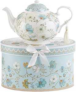 Delton 9.5 x 5.6 Inch Porcelain Tea Pot in Gift Box Blue Romance