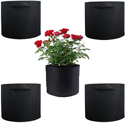 FIAMER Planting Bag 5 Pieces Potatoes Radish Vegetables Fruit Resistant to Dirty Grow Bags Heavy Duty Thickened Nonwoven Fabric Containers Flower Pot (3 Gallons)