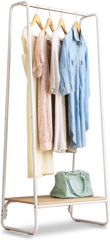 IRIS USA, Inc. GR-01 Garment Wooden, Clothes Racks for Closet Organization, Plant Shelf, Frost White