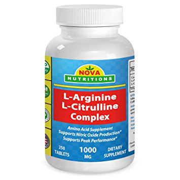 L-Arginine L-Citruline Complex 1000 mg 250 Tablets by Nova Nutritions