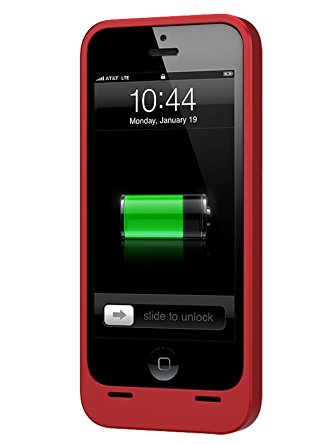 uNu Power DX External Protective Battery Case for iPhone 5s / iPhone 5 - MFI Apple Certified (Matte Red, Fits All Models iPhone 5S & iPhone 5)