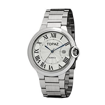 5038AD Men's Silver Face Dress Analog Watch with Date and Unique Design.