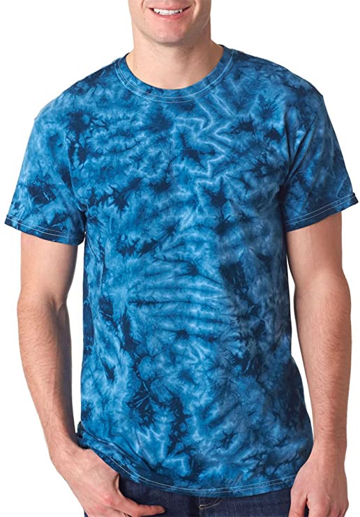 Adult one-color hand-dyed crystal tie-dyed tee.