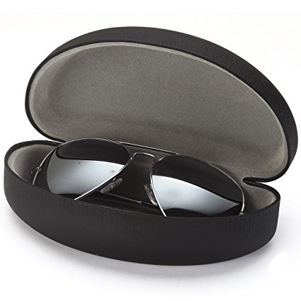 AV Extra Large Protective Hard Carrying Case for Oversized Sunglasses Eyeglasses and Reading Glasses with Microfiber Cleaning Cloth - Choose Your Color