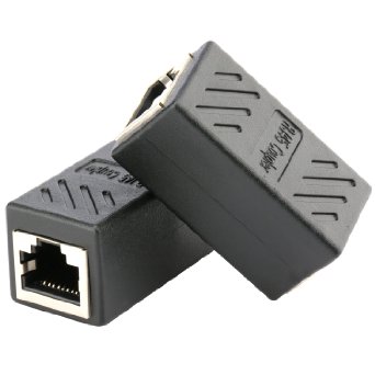 Jadaolreg Ethernet Cable In-line Shielded RJ45 Coupler Female to Female - 2 Pack Black