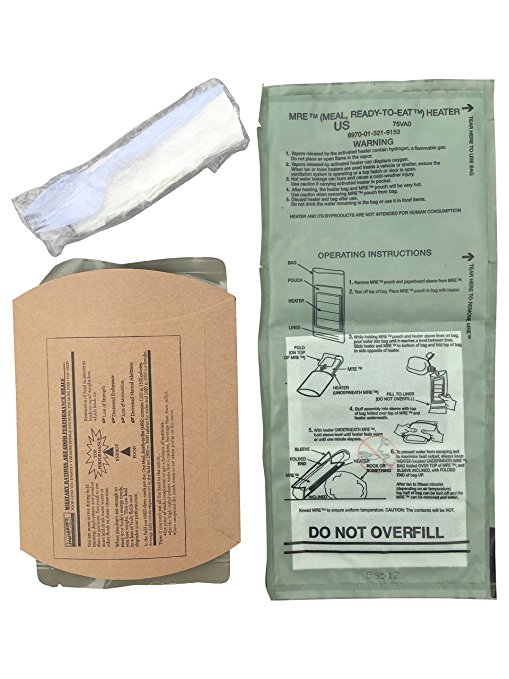 ACM Military MRE Complete Entree Kit with Utensil and Flameless Ration Heater