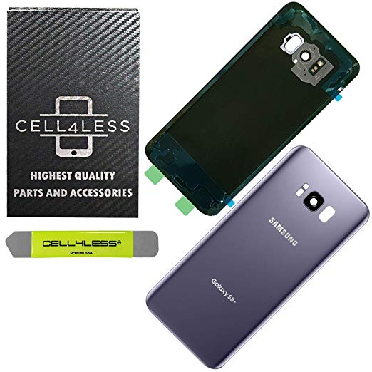 CELL4LESS Replacement Back Glass Cover Back Door w/Installed Camera Lens and Frame, Custom Removal Tool & Adhesive for Samsung Galaxy S8  Plus OEM - All Models G955 (Gray)