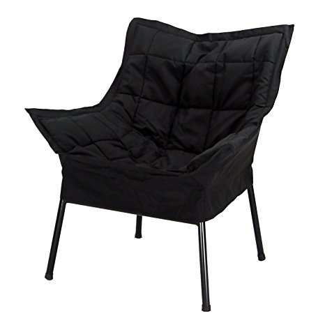 Casual Home Milano Chair with Black Metal Frame and Microsuede Outer Cover, Black