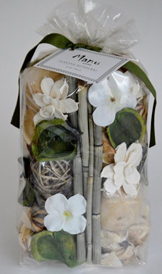 Manu Home ManuPP Signature Scented Potpourri Bag with Bamboo Sticks and Sola Flowers, 12 oz