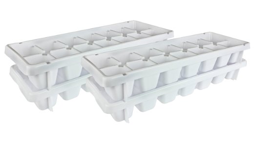 Maven Gifts: Stackable Ice Cube Trays. No-Spill, Easy-Twist Release, Quick-Filling Water Channel. BPA and Phthalate Free. Dishwasher Safe. Set of 4