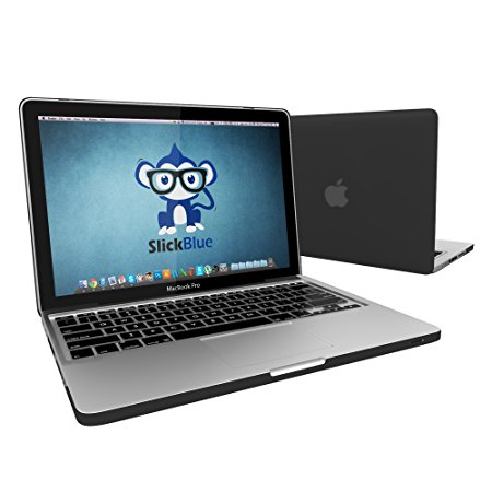 SlickBlue (TM) Frosted Matte Rubberized Snap On Case & Keyboard Cover For Macbook Pro 13-inch (A1278) - Black