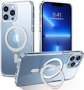 DUEDUE for iPhone 13 Pro Max Magnetic Case with Invisible Stand [Compatible with Magsafe], Clear Full Body Protective Cover Slim Transparent Shockproof Phone Case for iPhone 13 Pro Max 6.7", Clear