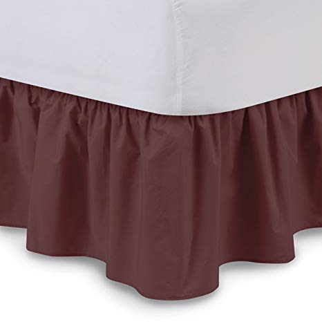 Shop Bedding Ruffled Bed Skirt (Queen, Burgundy) 14 Inch Drop Dust Ruffle with Platform, Wrinkle and Fade Resistant - by Harmony Lane (Available in all bed sizes and 16 colors)
