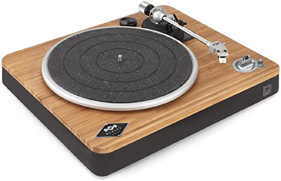Marley Stir It Up Wireless Turntable - Sustainably Crafted Bamboo Record Player, Bluetooth Pairing, Recycled Rewind Fabric, USB to PC/MAC Recording, Dust Cover - Bamboo/Black