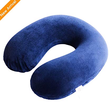 Travel Pillow, FMAB Inflatable Neck Pillow with Ear Plugs, Eye Mask, Drawstring Bag and Soft Velvet Neck Support