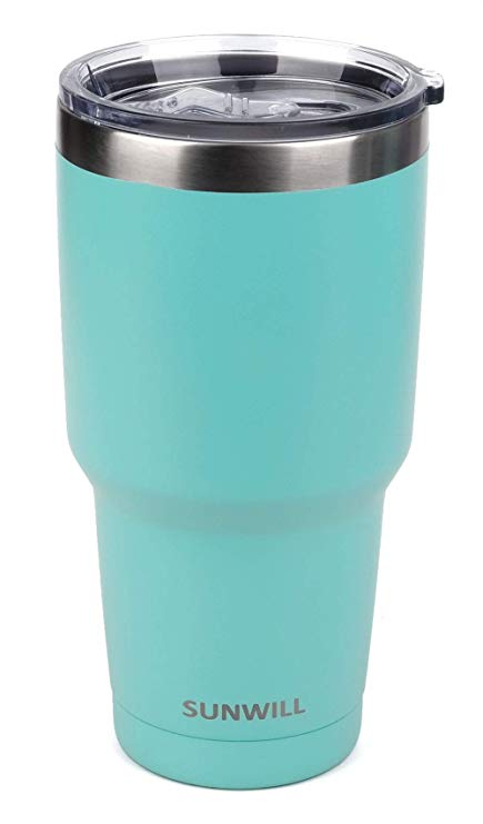 SUNWILL 30oz Tumbler with Lid, Stainless Steel Vacuum Insulated Double Wall Travel Tumbler, Durable Insulated Coffee Mug, Powder Coated Teal, Thermal Cup with Splash Proof Sliding Lid