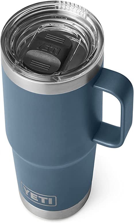 YETI Rambler 20 oz Travel Mug, Stainless Steel, Vacuum Insulated with Stronghold Lid, Nordic Blue