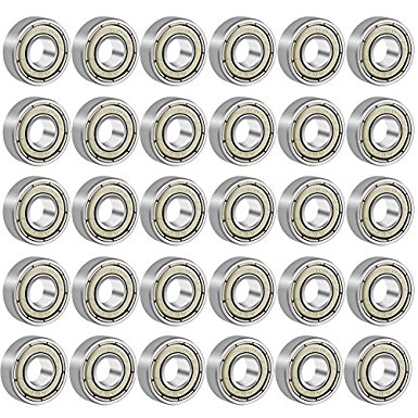 EAONE 30 Pieces 608ZZ Ball Bearings 8x22x7 mm Double Metal Shielded Miniature Deep Groove Ball Bearing for Tri-spinner Fidget Spinner Toy