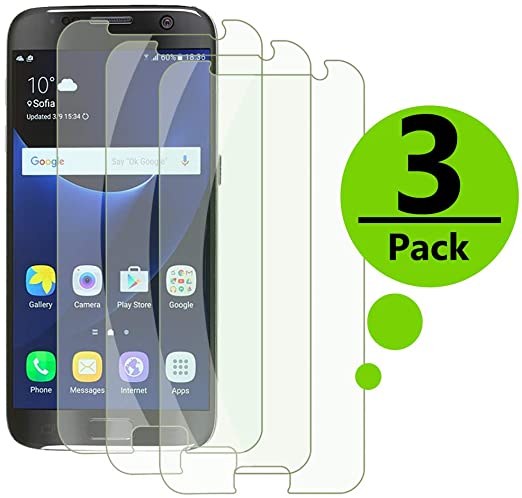Tempered Glass S7 Screen Protector for Samsung Galaxy S7 Case Friendly Anti-Scratch Maximum Area Screen Coverage 3-Pack Clear