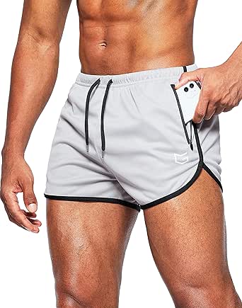 G Gradual Men's Running Shorts 3 Inch Quick Dry Gym Athletic Jogging Shorts with Zipper Pockets