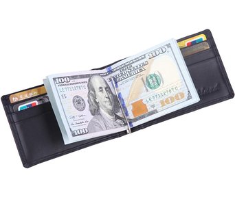 Kinzd Mens Slim Bifold Leather Front Pocket Wallet RFID Money Clip USD Version