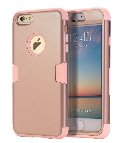 iPhone 6 Case, iPhone 6s Case, TOPSKY Three Layer Heavy Duty High Impact Resistant Hybrid Protective Cover Case For iPhone 6 and iPhone 6S (Only For 4.7"),with Screen Protector and Stylus,Rose Gold
