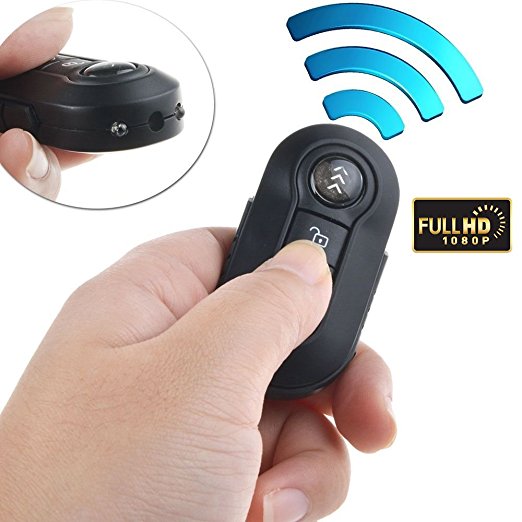 Bysameyee Car Key Spy Cam Full HD 1080P Remote Control Video Camcorder Mini Keychain Camera Hidden Recorder with Night Vision Motion Detection – Black Metal Body