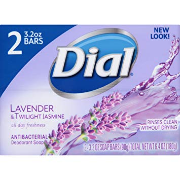 Dial Antibacterial Bar Soap, Lavender & Twilight Jasmine, 3.2 Ounce, 2 Bars
