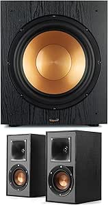 Klipsch SUB-100-BLACK Synergy Black Label Subwoofer Speaker R-41PM Powered Monitored Speakers TV and Turntable Ready (2018)