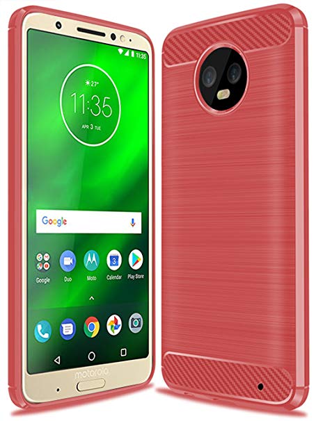 Moto G6 Plus Case, Moto G Plus (6th Generation) case,Moto G6  Case, Suensan TPU Shock Absorption Technology Raised Bezels Protective Case Cover for Motorola Moto G6 Plus Case (Red)