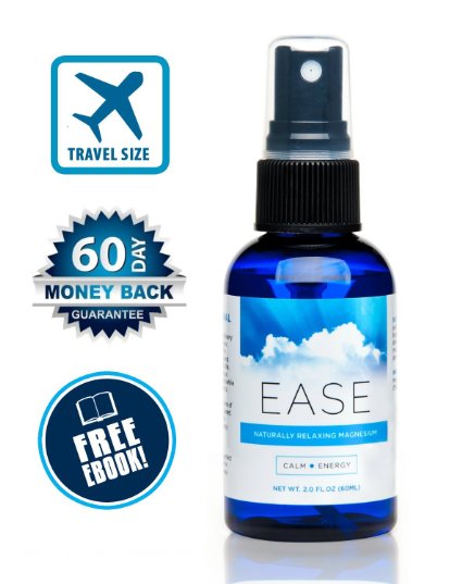 Activation Products, EASE Magnesium Spray, 60 ml, Unscented, Travel Size, for Joint and Muscle Pain, Leg Cramps, Eases Restless Legs   Free eBook