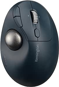 Kensington Pro Fit Ergo TB550 Trackball Mouse, Rechargeable Battery Included, Bluetooth(LE) & 2.4GHz Wireless Connections, Ergonomic Design, 4D Scroll Wheel, Charcoal Blue (K72196WW)