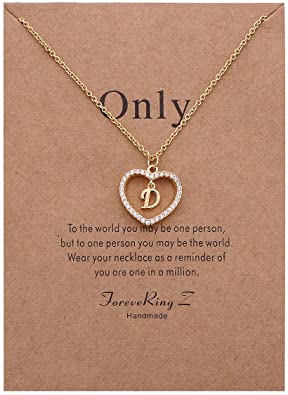 Wishoney Letter Pendant Necklace A-Z Name Necklace Initial Necklace Women Jewelry Message Card