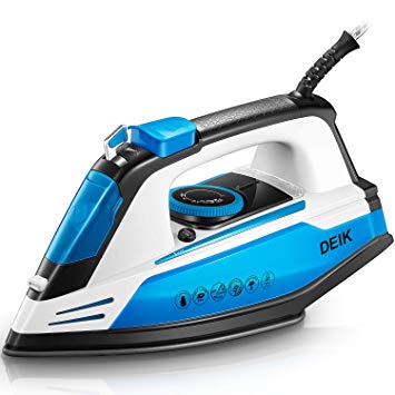 Deik Iron, 1200W Multi-Function Steam Iron, Non-Stick Ceramic Soleplate, Self-Cleaning Function, Vertical Steam, Anti-drip System, Variable Temperature and Steam Control Blue/Black