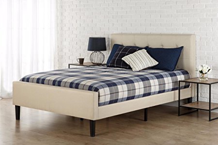 Zinus Upholstered Button Tufted Platform Bed with Footboard, Full